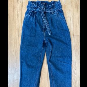 A &F high rise paper bag waist jeans